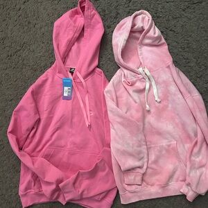 Pink and pink/white Tie-Dye Hoodies
